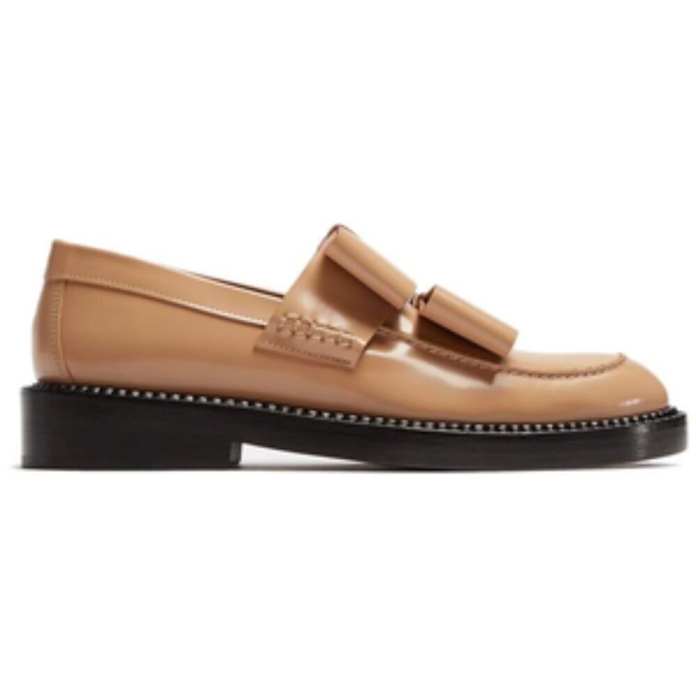Marni | Double Bow Leather Loafers in tan